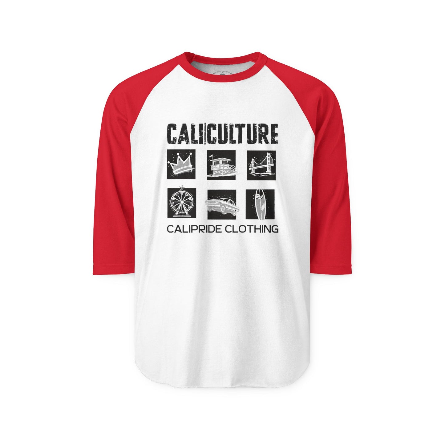 Skate & Surf Collection - CALI | CULTURE, Icon Stamp, Graphic Raglan Tee — CaliPride Clothing