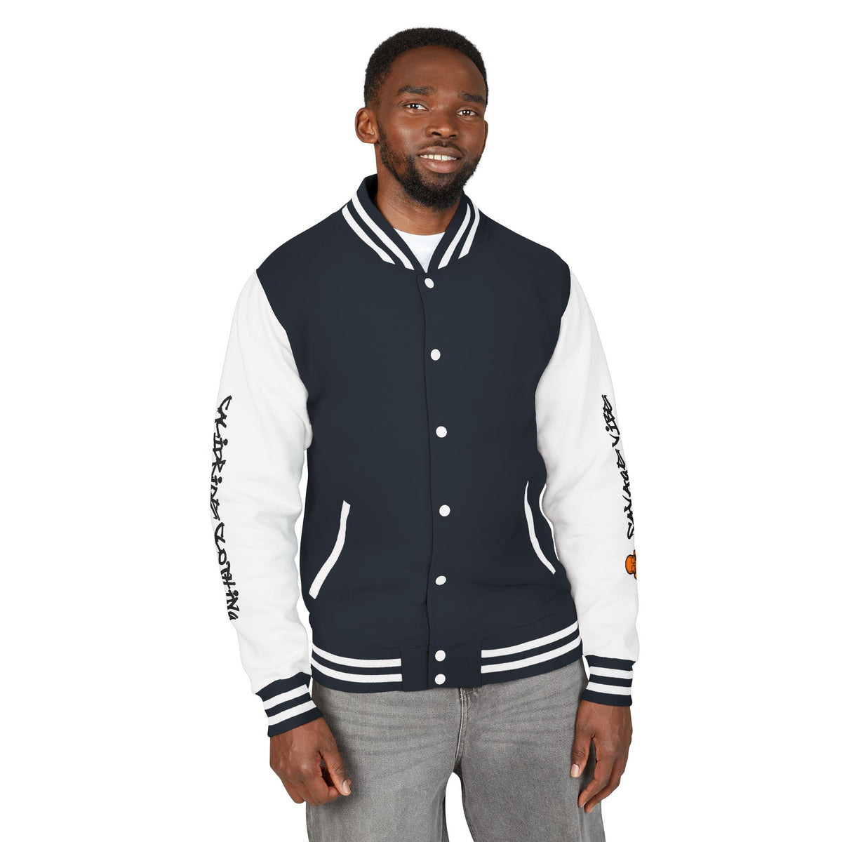 Urban Underground Collection - Savage Vibe, Bone Drop Graphic Letterman Jacket | CaliPride Clothing