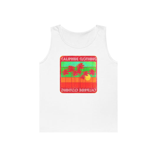 Retro Sun and Palms Silhouette Graphic Tank Top