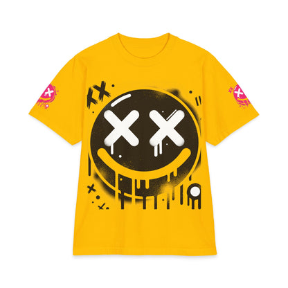 Urban Underground Collection - Neon Drip, X'd Out Smiley, Graphic 4-way T Shirt - CaliPride Clothing