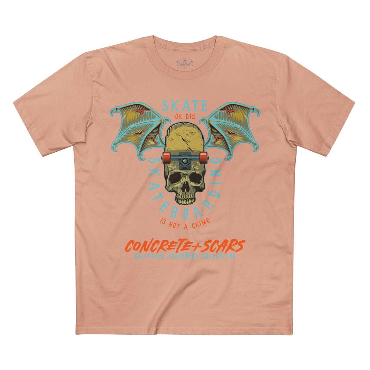 Concrete & Scars Collection - Skate or Die Winged Skull, Graphic T-Shirt — CaliPride Clothing