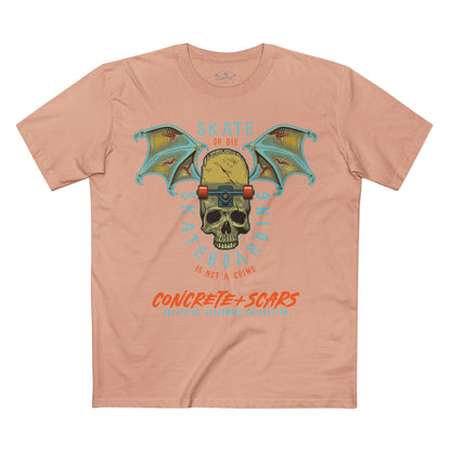 Concrete & Scars Collection - Skate or Die Winged Skull, Graphic T-Shirt — CaliPride Clothing