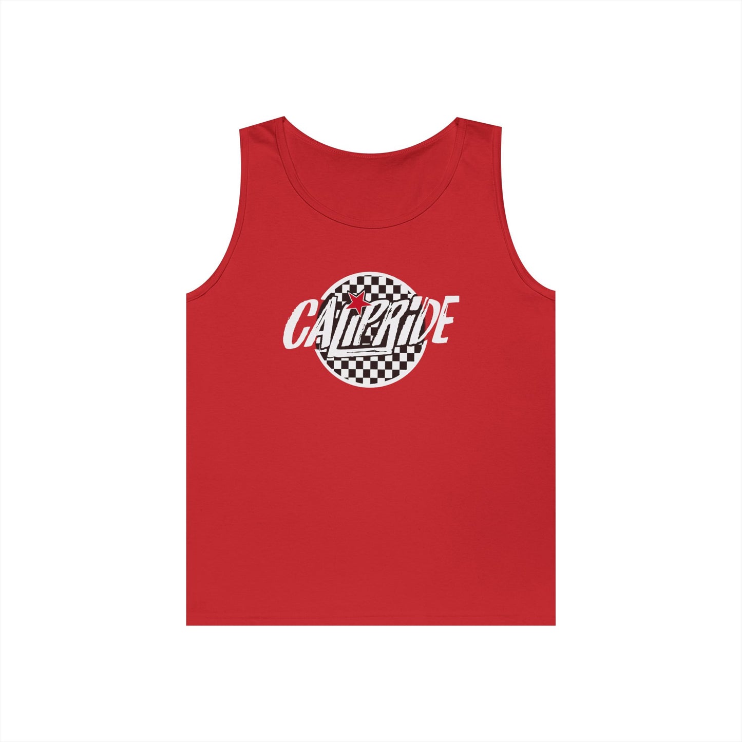 CaliPride Checkered Logo Tank Top | white logo