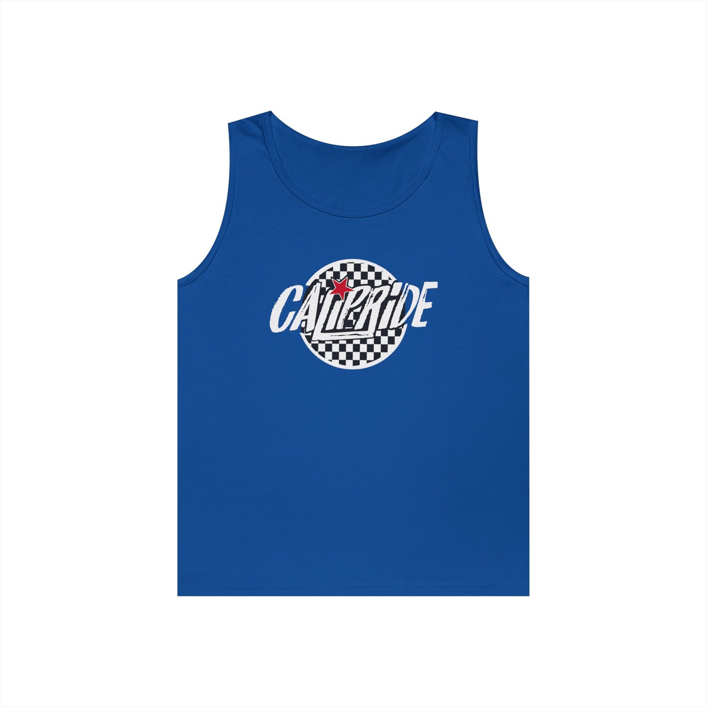 CaliPride Checkered Logo Tank Top | white logo
