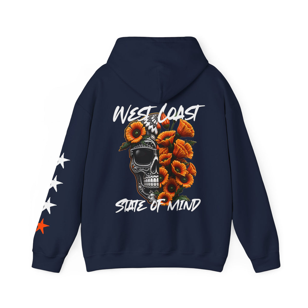Urban Underground Collection | West Coast State of Mind - Floral Poppy & Sugar Skull Hoodie | CaliPride Clothing