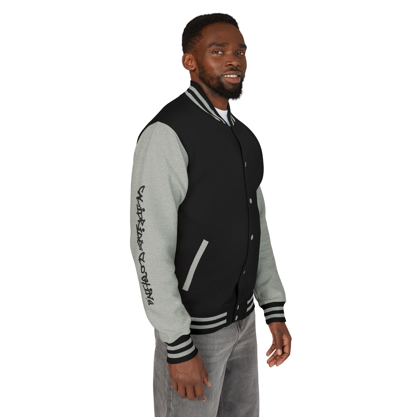 Urban Underground Collection - Savage Vibe, Bone Drop Graphic Letterman Jacket | CaliPride Clothing
