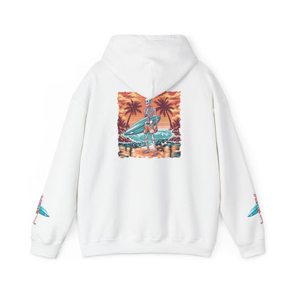 Surf & Beach Collection - Skeleton Sunset Surfer, Graphic Hoodie - CaliPride Clothing