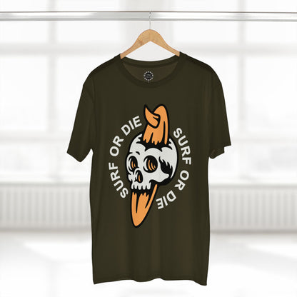 Surf & Beach Collection - "Surf or Die" Skull and Board, Premium Graphic Tee — CaliPride Clothing