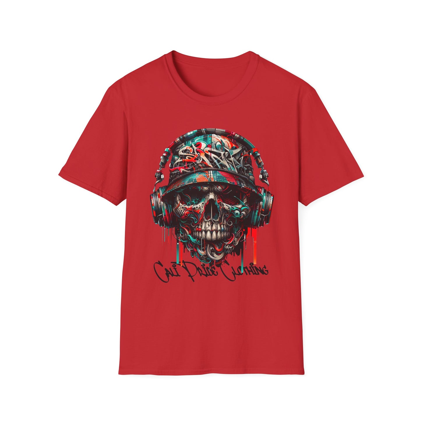 Graffiti Skull with Headphones Graphic T-Shirt - CaliPride Clothing