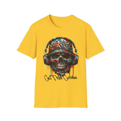 Graffiti Skull with Headphones Graphic T-Shirt - CaliPride Clothing