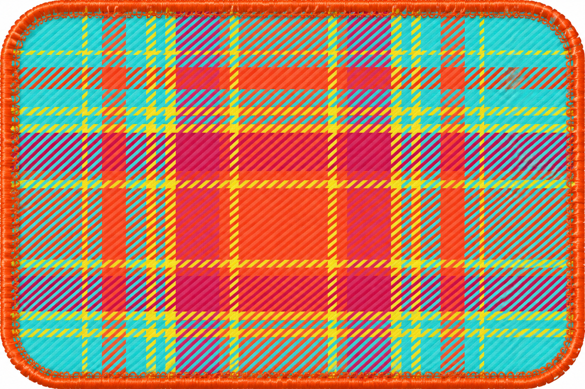 Pacific Plaid Crew, up close digital, plaid patch graphic